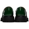 GUCCI Interlocking Leather Loafers Men's Green Black 752093 DS800 3154