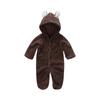 Kids' Coral Fleece Romper - Color Hooded Onesie