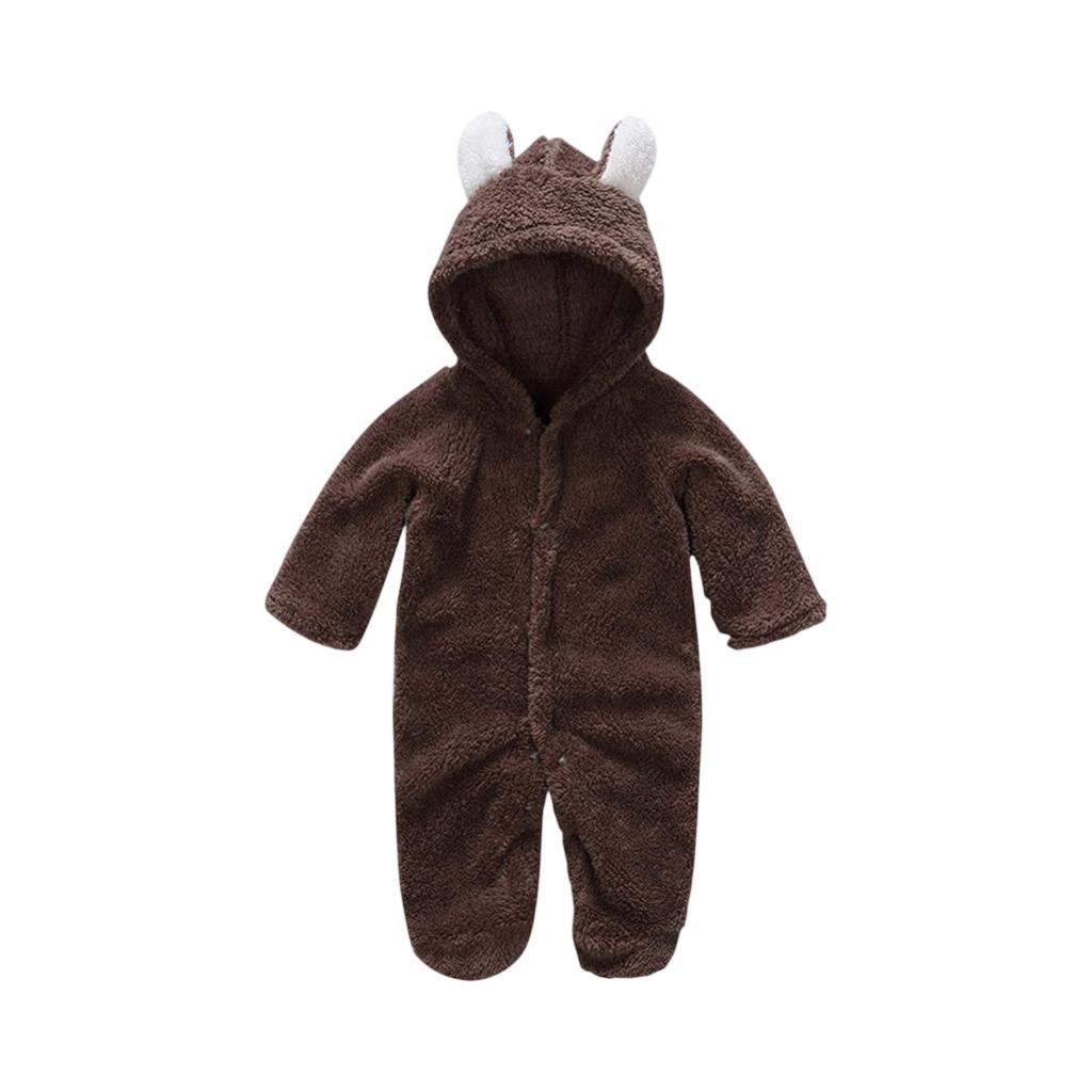 Kids' Coral Fleece Romper - Color Hooded Onesie