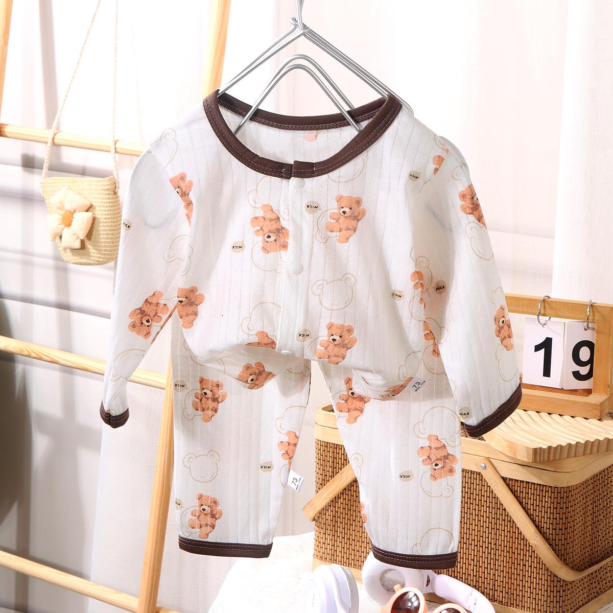 

Новый весенне-летний хлопковый детский пижамный комплект - тонкий мультяшный дизайн класса А для мальчиков и девочек (0-2 года) 90 cm