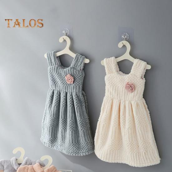 Hand Towel Princess Dress Shape Wipe Towel Soft Coral Fleece Hanging Towel for Home Kitchen Bathroom