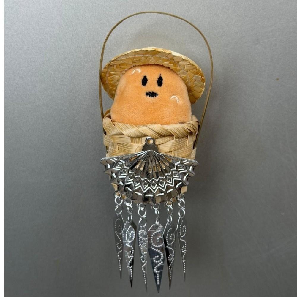 Bamboo Basket Design 3D Plush Potato Fridge Magnet Soft Handmade Potato Doll Refrigerator Magnets with Bell