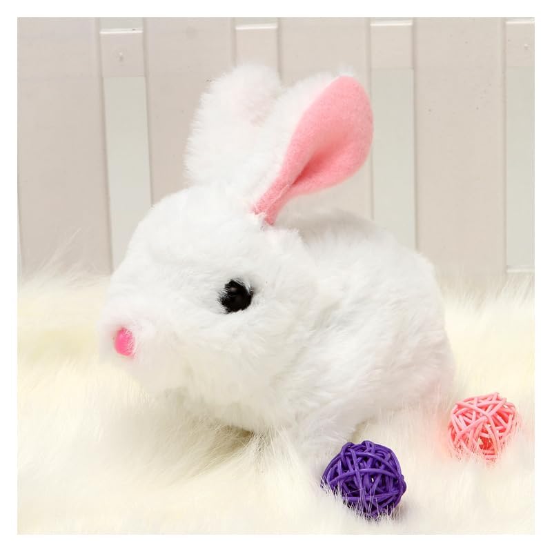 Cute Electric Stuffed Dog Toy with Sound and Squeak, a Great Gift for Kids, Birthdays, Halloween, Christmas, and New Years (Rabbit)