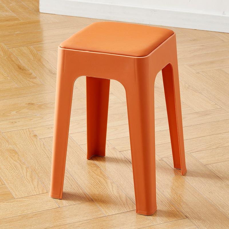 Stackable Non-slip Upholstered Plastic Stool for Dining, Living Room & Storage