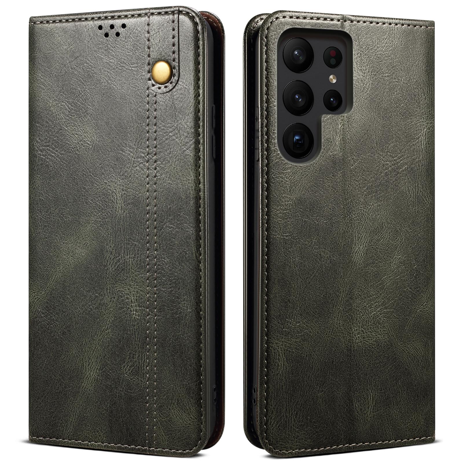 

Для Samsung Galaxy S25 Ultra Чехол Текстура Crazy Horse Вощеная Кожа Кошелек Подставка Чехол для Телефона C