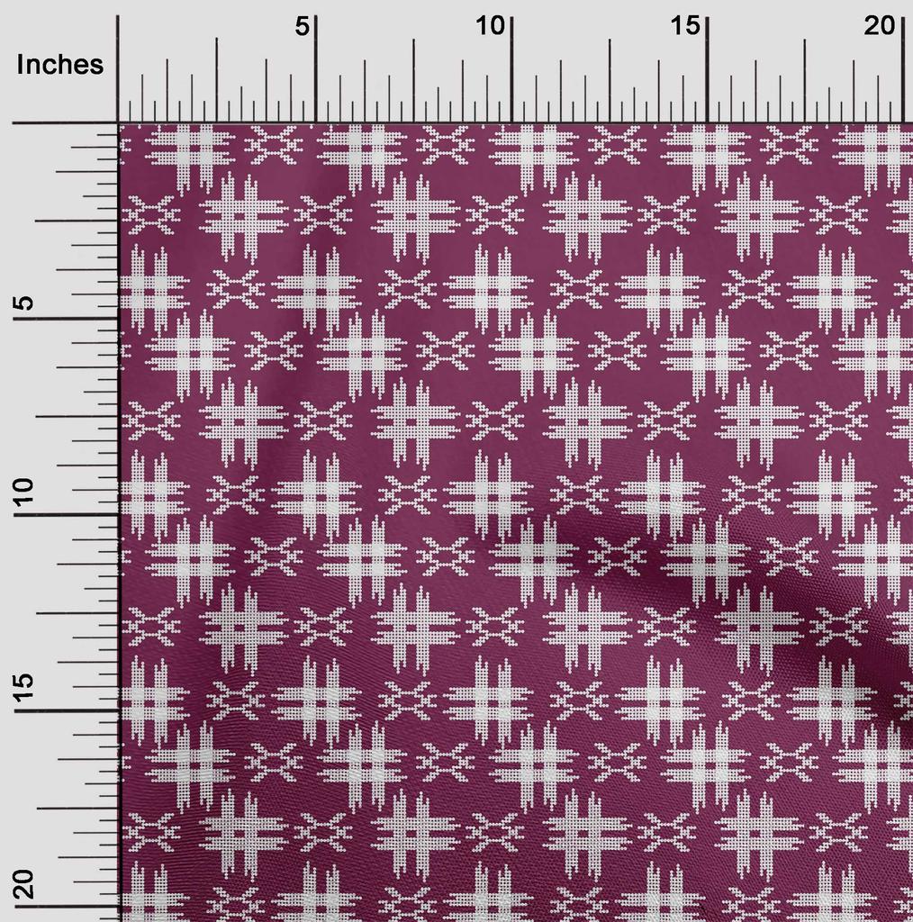 oneOone Tissu Coton Flex Imprimé Kasuri à Carreaux Tissu au Mètre Largeur 40 Pouces
