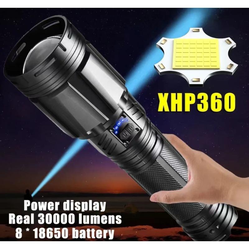 15000LM XHP360 Hochleistungs-LED-Taschenlampe Leistungsstarke Taschenlampe Wiederaufladbar Super Große Reichweite Outdoor Notfall Camping Laterne