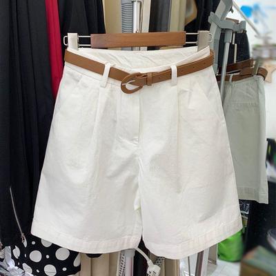Khaki Work Shorts for Women Loose New Style Summer Wear High Waist A-line Five-point Wide-leg Casual Mid-trouser Pants
