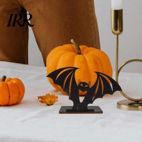 Stable Wooden Candle Holder Halloween Bat Ornament, Solid Wood Tea Holder, Home Decorations Spooky Decoration, for Desktop Electronic Candles