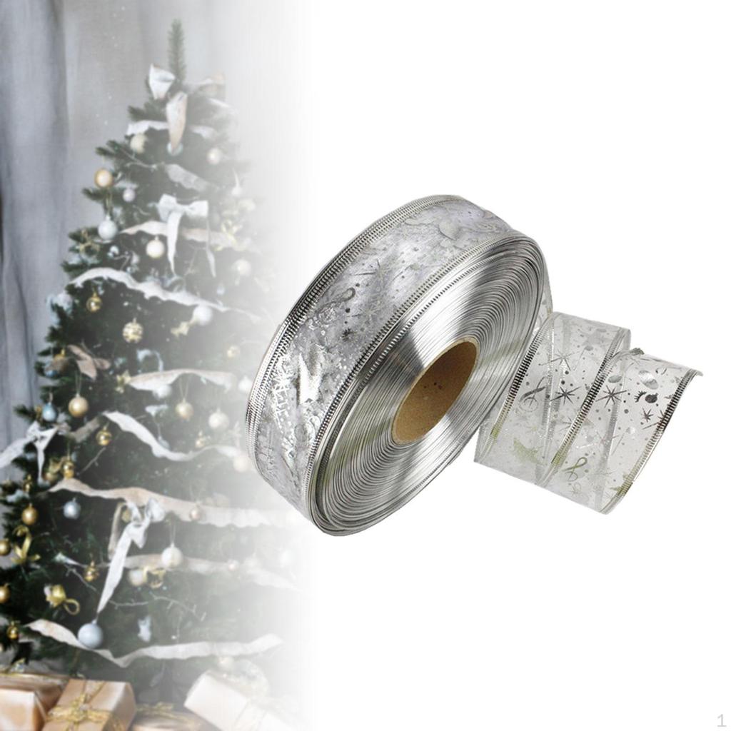 Julebånd Slitesterkt Med ståltråd Glitter Dekorativt Gaveinnpakning Julebånd for DIY