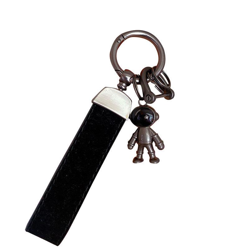 Creative Metal Astronaut Keychain Pendant Women'S Exquisite Pu Leather Car Keychain Pendant Small Gift