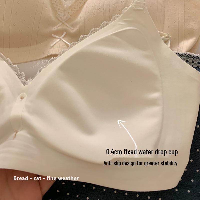 Women's Wire-Free Push-Up Lace Bra - Breathable, Anti-Sagging, Side Support for Small Busts