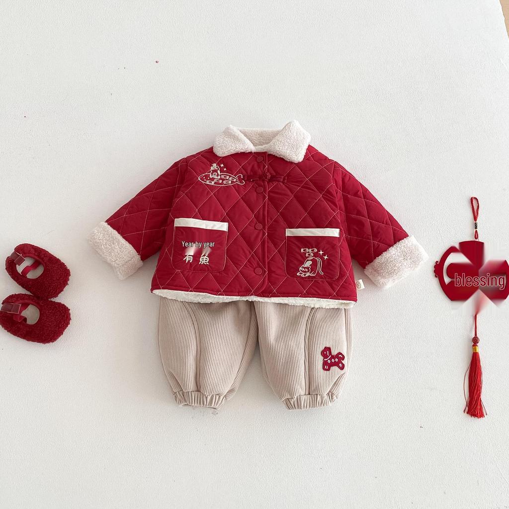 Children's Fleece-Lined Embroidered Sweatpants - 2025 Winter Fashion for Boys