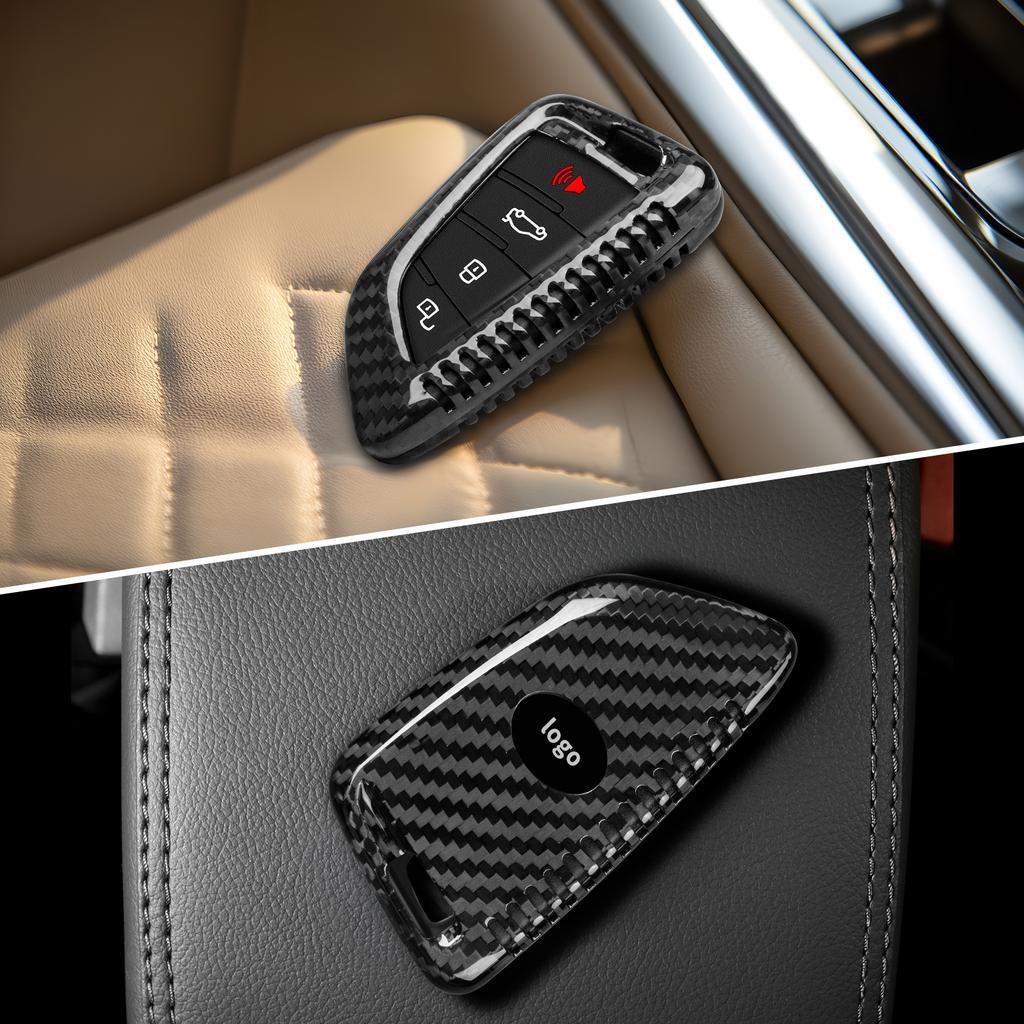 Real Carbon Fiber Key Fob Case Protection Cover Holder For Toyota Supra GR MK5 A90 A91 2019-2024 Smart Key Accessories Keychain
