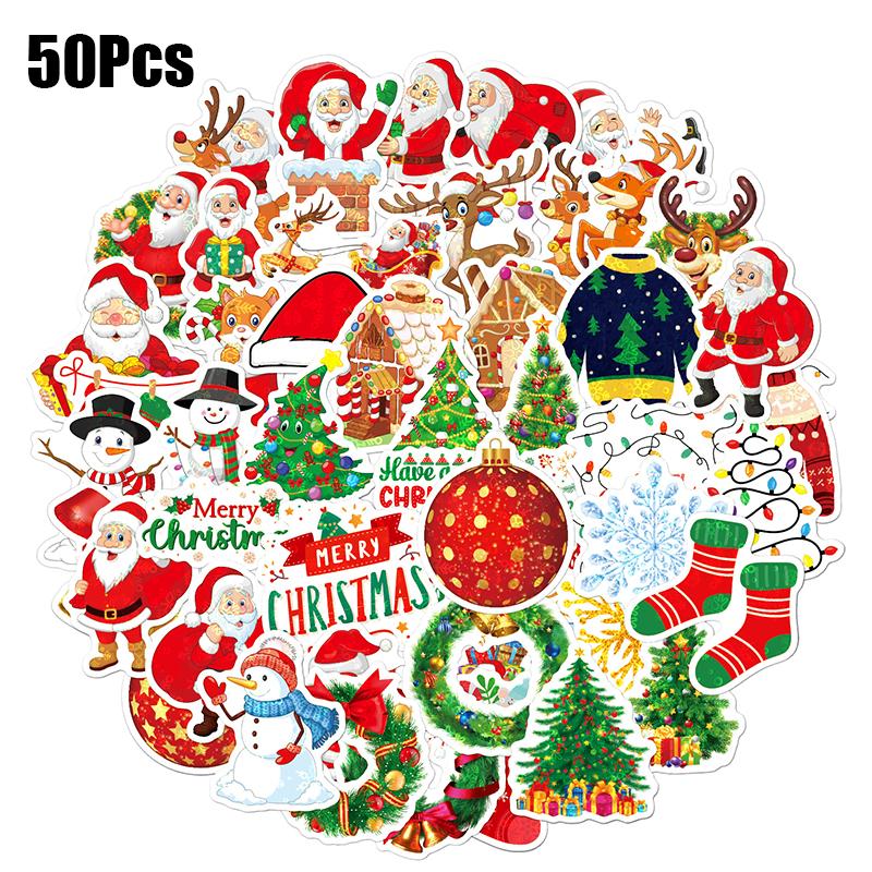 

50Pcs Holographic shinny Christmas Graffiti Stickers Decals Party Decor DIY Guitar Notebook Luggage Kid Gift Waterproof Sticker