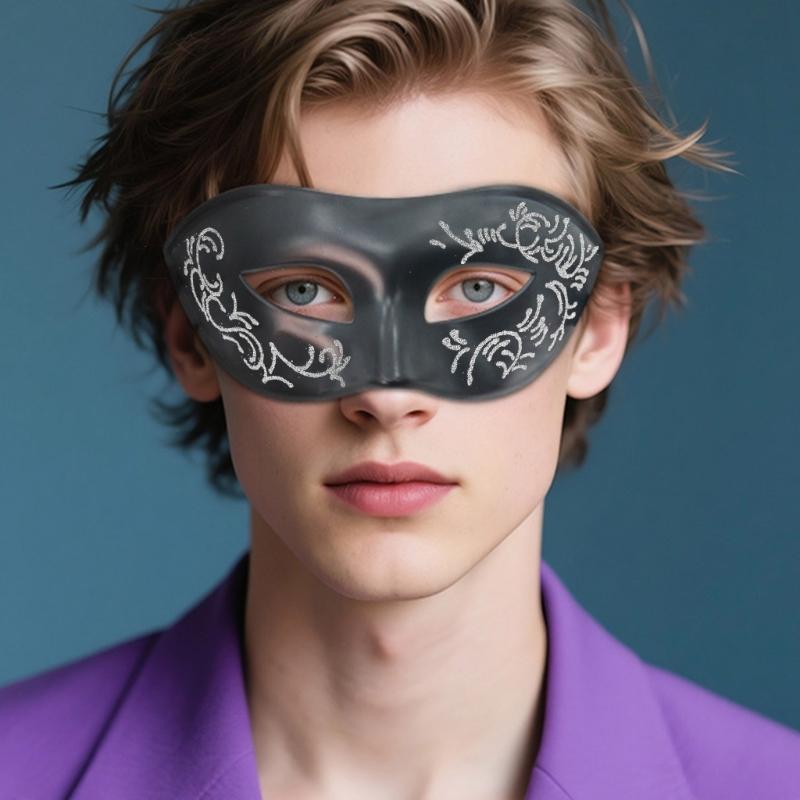 Venezianischer Stil Handbemalte Halbmaske für Kostümpartys Leichter, langlebiger Kunststoff Bequeme Passform Wiederverwendbares Rollenspiel-Accessoire