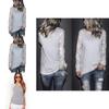 Grey Trim Lace Crew Neck Fitted Tshirt Blended Fabric Hoodie Women Sleeve Long
