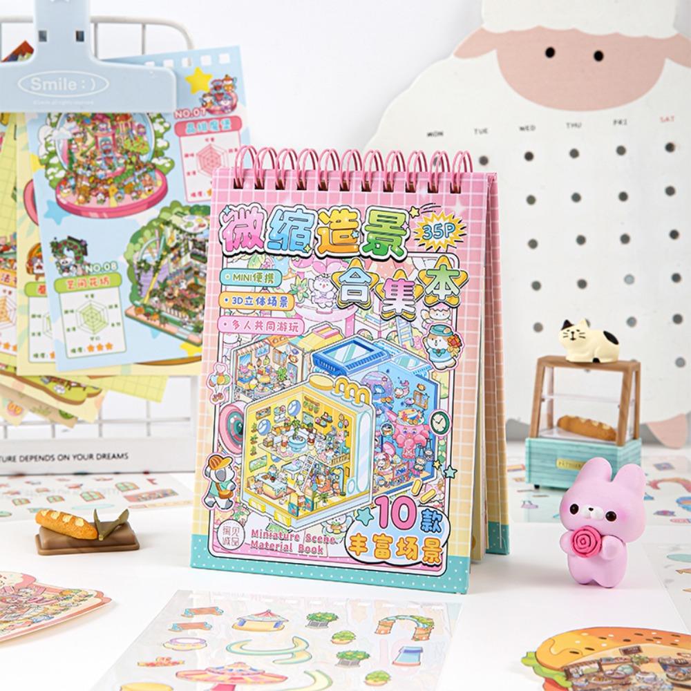 PET 3D Landscape Sticker Decompression Miniature Scene Collage DIY Cabin Scene Sticker  Children