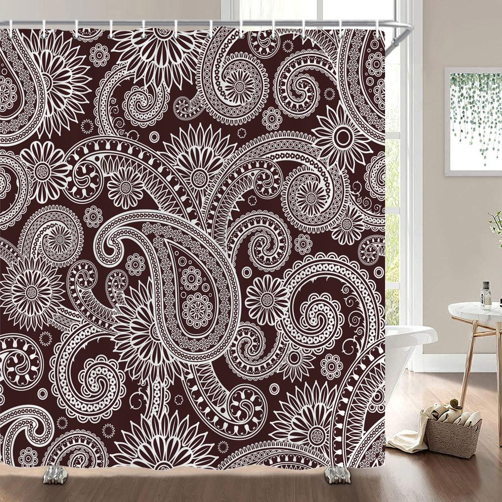 Waterproof Shower Curtain For Bathroom Bohemian Pattern Printing Bathtub Curtains Fabric Polyester Bath Curtain With Hooks