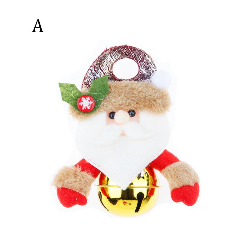 Christmas Bell Pendant Christmas Doll Cartoon Metal Round Bell Pendant Christmas Tree Decoration