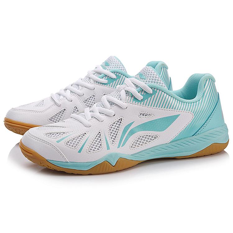 Li Ning Storage Textile, Synthetic Leather Cushioning Support Balance Low top Training Shoes Women's White Blue APTM004-3