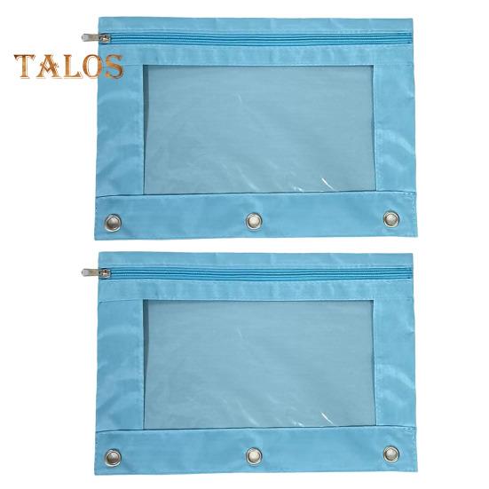 

Пенал с 3 кольцами и прозрачным окном из ПВХ, водонепроницаемый чехол-карандаш из ткани Оксфорд, сумка для канцелярских принадлежностей большой емкости с застежкой-молнией для школы небесно-голубой