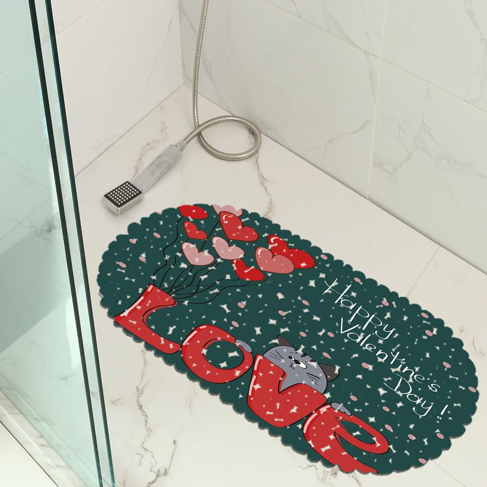 Valentine'S Day Bathroom Mat Pvc Material Non-Slip Mat Hotel Floor Mat Bathtub Foot Mat Kitchen Mat Suction Cup Mat