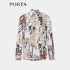 Ports Women's 2023 Fall/Winter "Floating Light Silhouettes" Print Tie-Neck Blouse