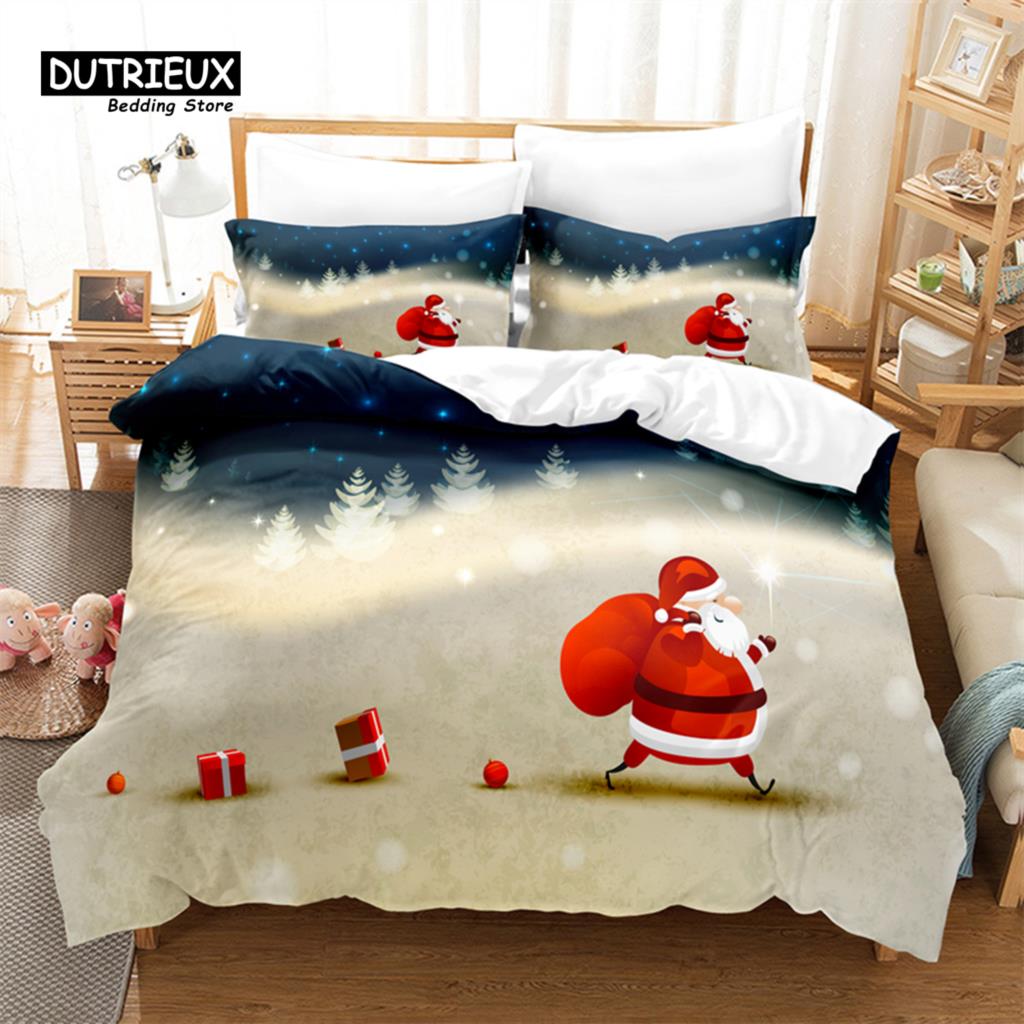 Christmas Digital Printing Bedding Set Christmas Santa Duvet Cover Set 3D Bedding Linen Queen Size Fashion Design