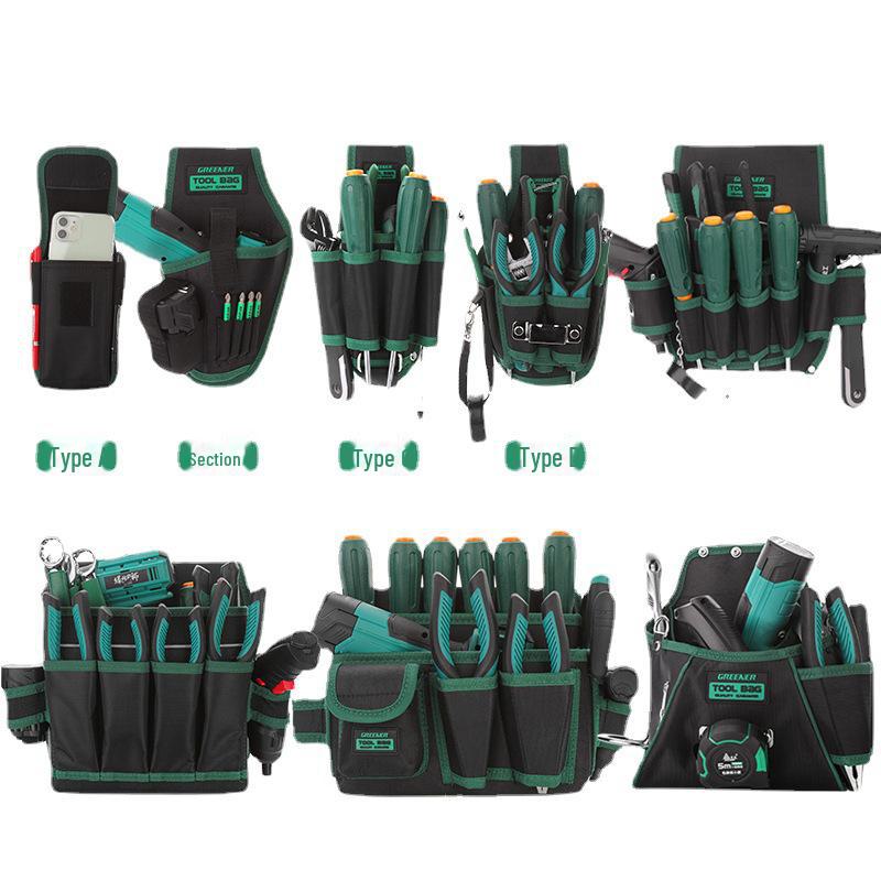 Riñonera de Herramientas Bosque Verde: Cinturón de Electricista Duradero, Impermeable y Multifuncional con Almacenamiento Resistente al Desgaste