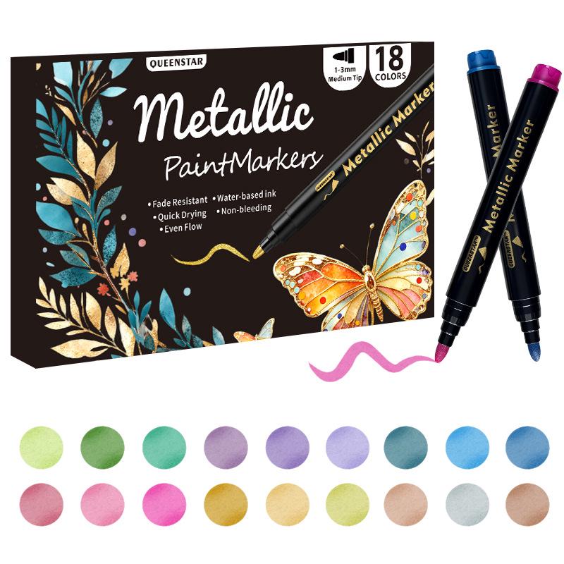 Cross Metal Marker Set: 18 Water-Based Paint Pens for Waterproof Outdoor Metal Touch-Ups