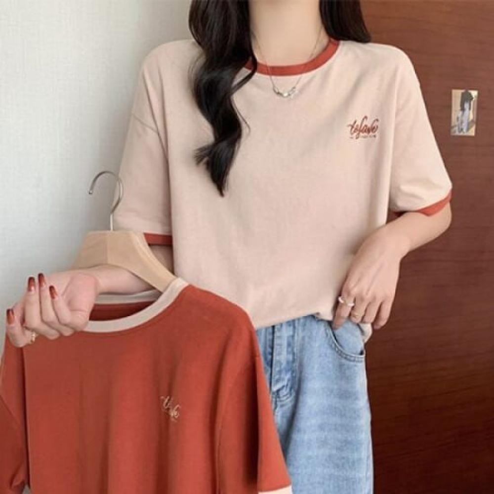 Navava Women Color Block Round Neck ShorT Sleeve T shirT nT1649