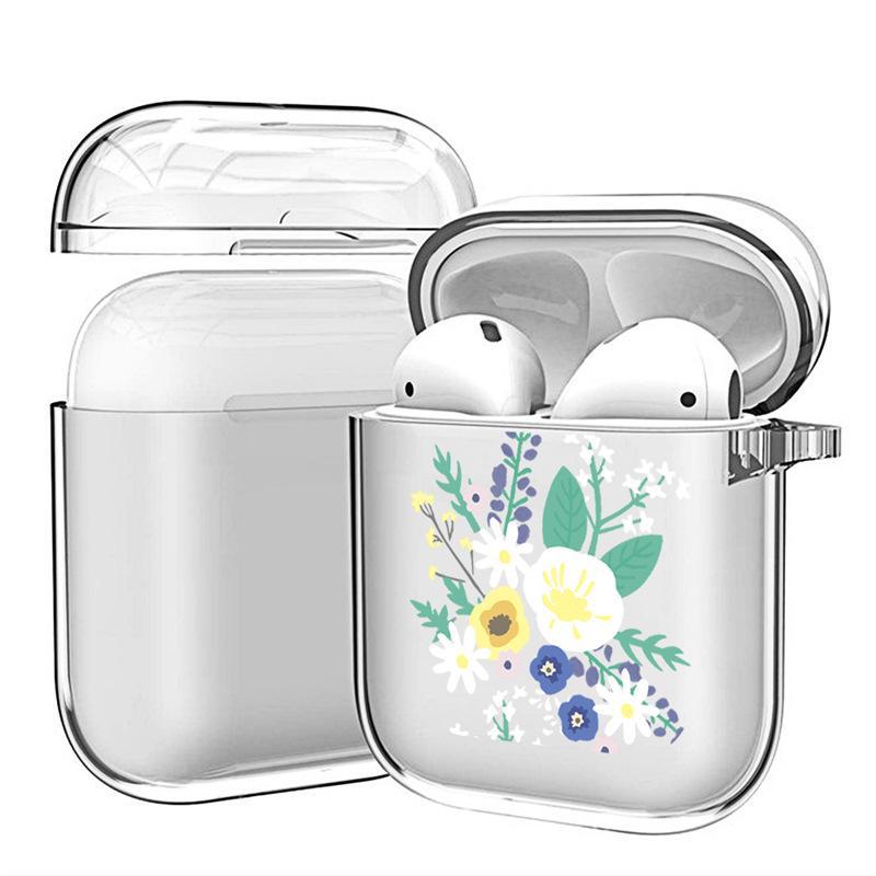 "Chrysanthemum Design Shockproof Transparent TPU Soft Case for Apple AirPods 4"