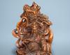 Chinese Antique Vintage Wood Hand Carved Boxwood Guan Yu Figure Statue Sculpture
