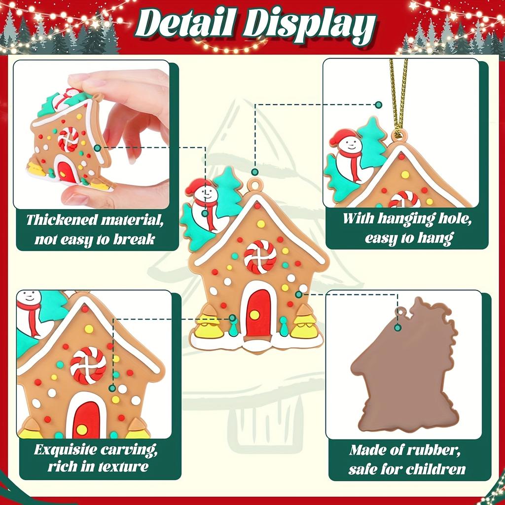 12pcs/Set Gingerbread House Pendants Christmas Tree Hanging Ornament 2025 Noel Navidad Home Decoration New Year Gift 2026