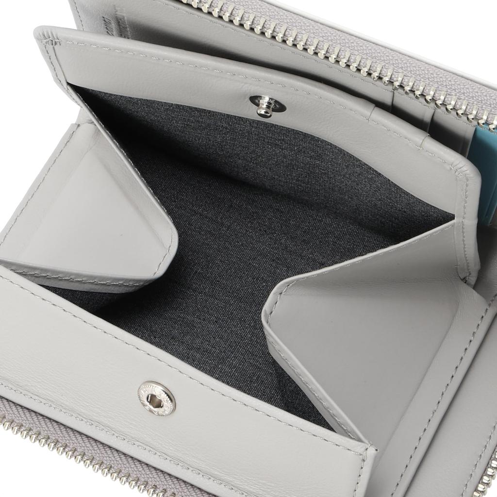 Katharine Hamnett London VITA Wallet, Italian Chrome-Free Leather, Large Zipper, Middle Wallet with Box Coin Purse, White, 490-50901