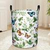 1pc, Retro Butterfly Laundry Hamper, Portable Storage Bin with Handles for Organizing Dirty Clothes, Round Storage Bag for Bathroom, Bedroom, Or Car, 