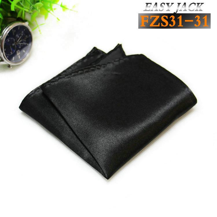 Solid Color Glossy Faux Silk Pocket Square with Printed Edging