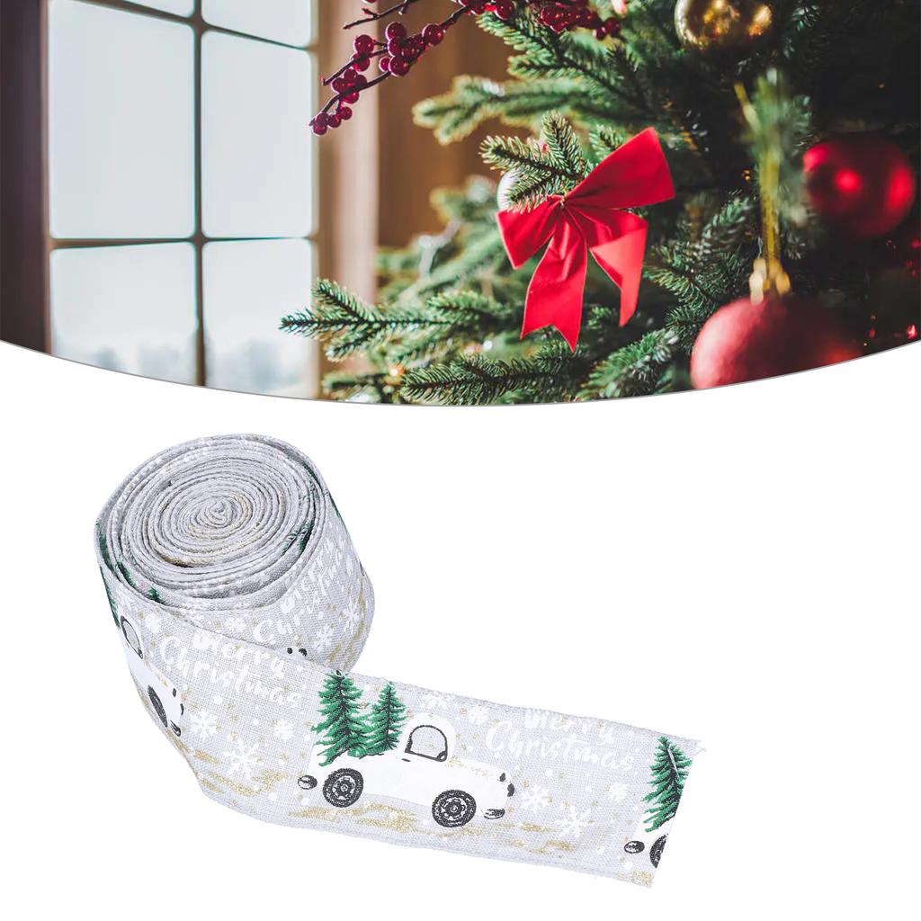 6 Yards Christmas Ribbon Cute Patterns Attractive Design 2 Colors Beautiful Practical   Wrapping Ribbon for Decoration