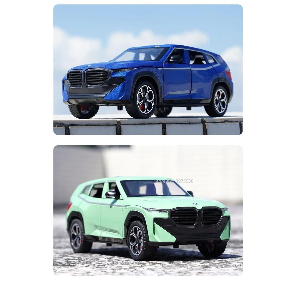 1/24 Scale BMW XM SUV Alloy Diecast Car Model Toy Simulation Off-Road Vehicles with Sound Light Spray Collection Toys for Kids Gifts