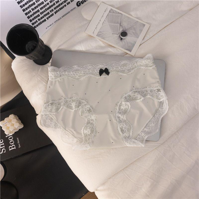 Ladies Summer Thin Sexy Lace Ice Silk Antibacterial Cotton Crotch No Trace Briefs
