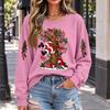 Damen lässiges Weihnachts-Print Rundhals-Oberteil, Feiertags-Grafik-T-Shirt für Partys und den Alltag
