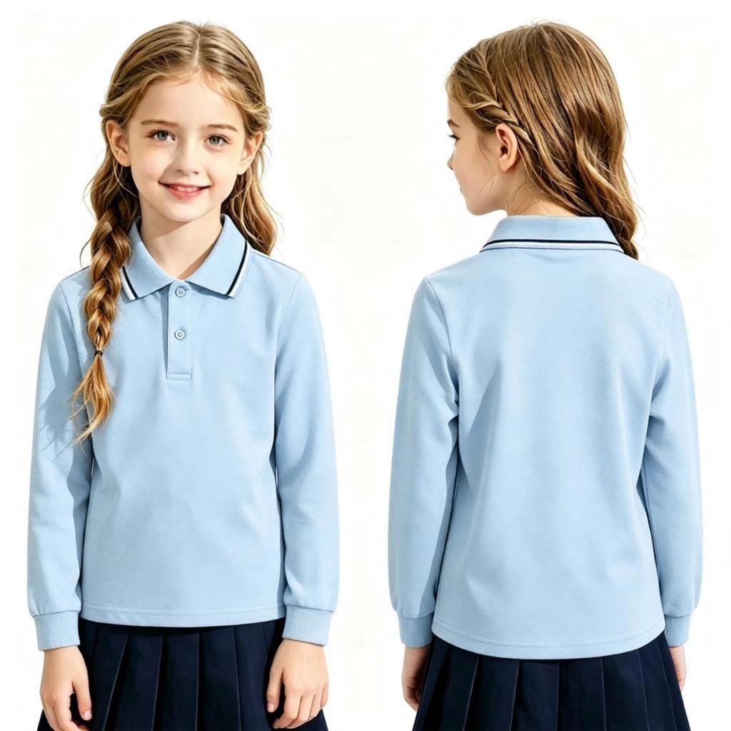 Children's Long Sleeve Cotton T-Shirt for School Everyday Wear -