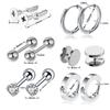 6 Pairs Stud Earring Set Stainless Steel Zircon Pierced Jewelry Unisex Ear Accessories