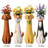 Handcrafted Quirky Dog Vase Creative Ornament Whimsical Resin Dog Flower Vase for Living Room Office Study & Coffee Table Decor