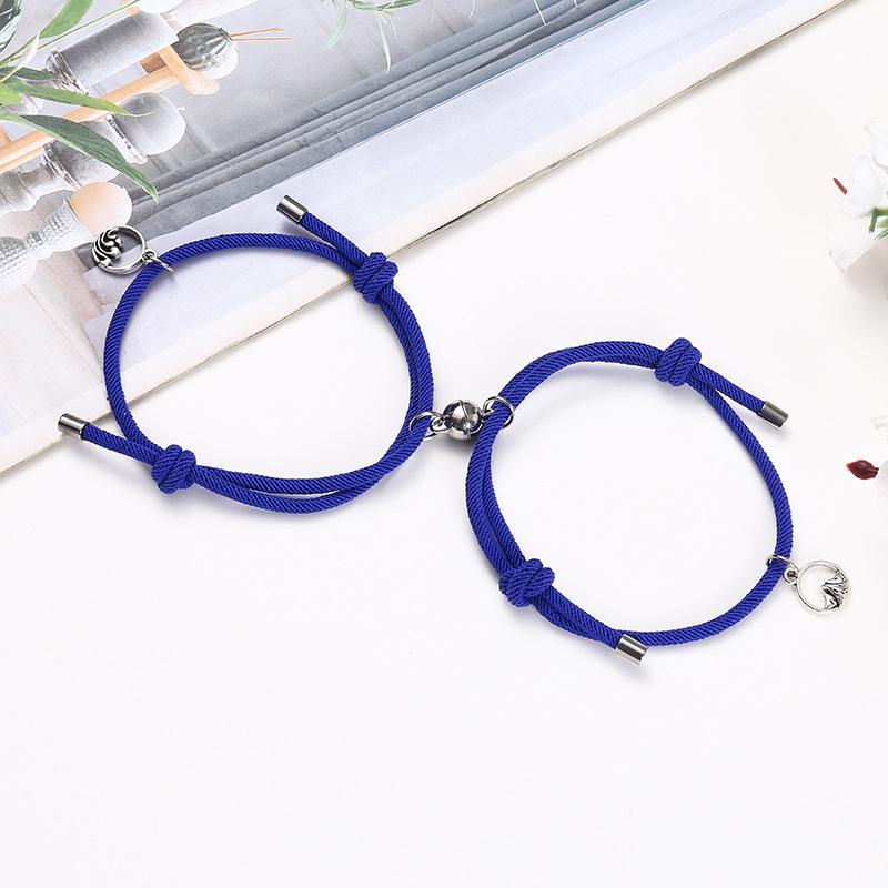 2pcs Mountain Alliance Each Other Couple Red Rope Bracelets a Pair of Magnet Stone Girlfriends Gift Braided Rope Jewelry