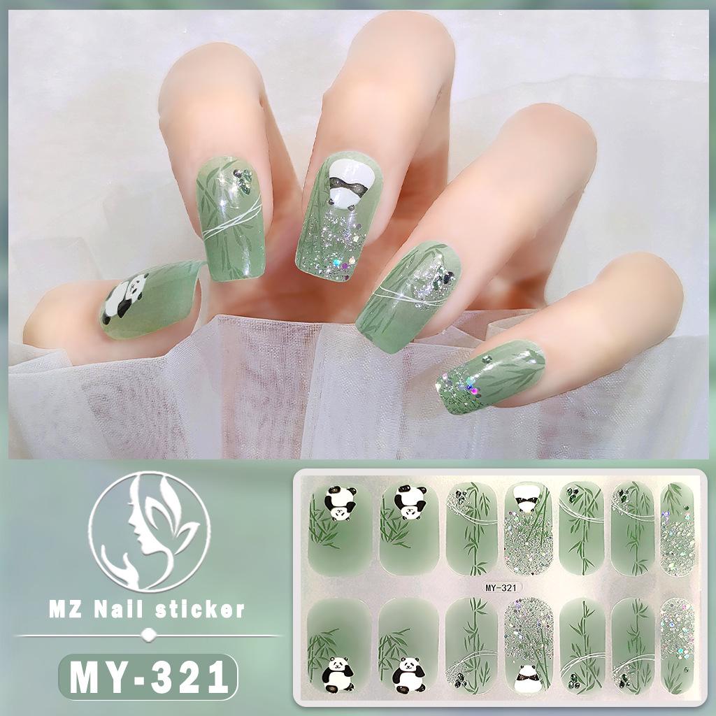 Panda Butterfly 5D No-Bake Nail Stickers - Full Cover, Waterproof, Faux Diamond Design