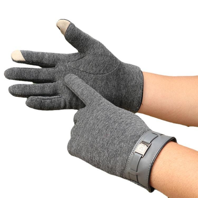 Warm Gloves for Men Outdoor Riding and Driving with Velvet Thickened Non Falling Velvet Touch Screen Cold Proof Autumn and Winter Gloves