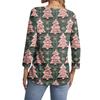 Women's Casual Fashionable Sexy Comfortable V-Neck Christmas Three-Quarter Sleeve Top