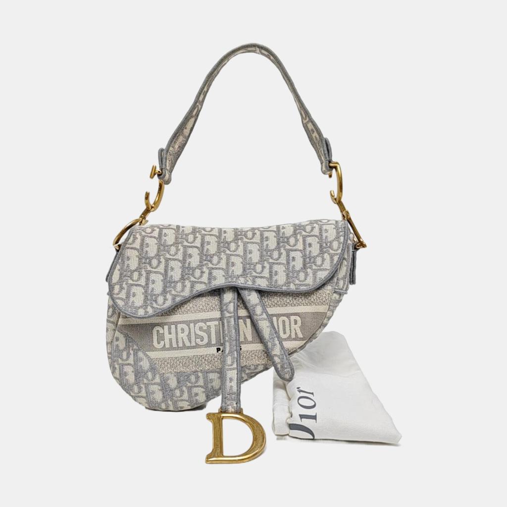 [Pre-Owned] Saddle Oblique Classic Embroidered Monogram Canvas Shoulder Bag - Very Good #2YENFR